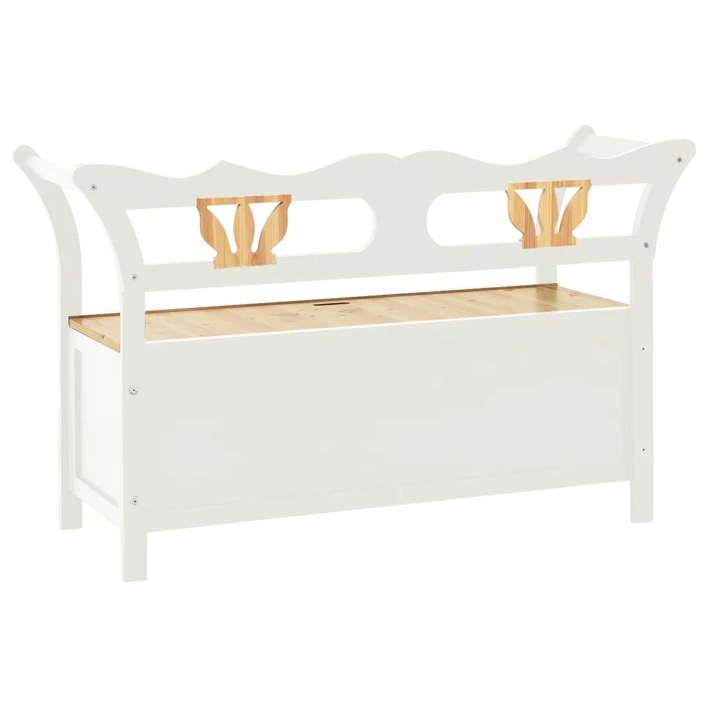 Panca-Sgabello Bianca 107x45x75,5 cm Legno Massello di Abete 395924