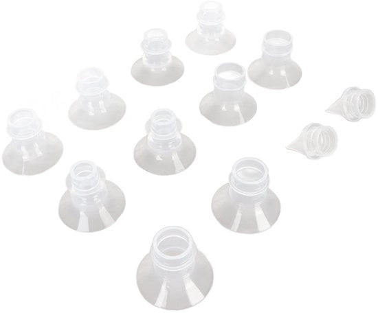 Accessori per pompa di petto - 10 pezzi - Flangia in silicone - Ventola a becco d'anatra - 13mm/15mm/17mm/19mm/21mm - Portatile - Kit di protezione per pompa di petto