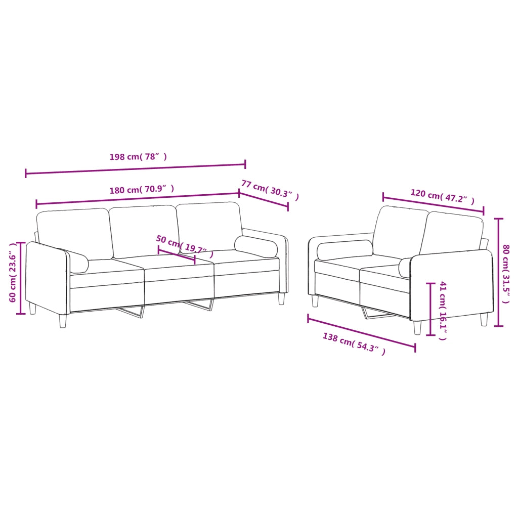 Set di Divani 2 pz con Cuscini Nero in Velluto 3202039