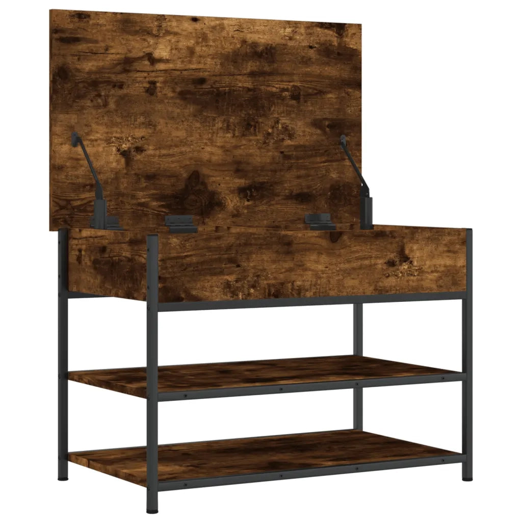 Panca Porta Scarpe-Sgabello-Panca Scarpiera Rovere Fumo 70x42,5x50 cm Legno Multistrato