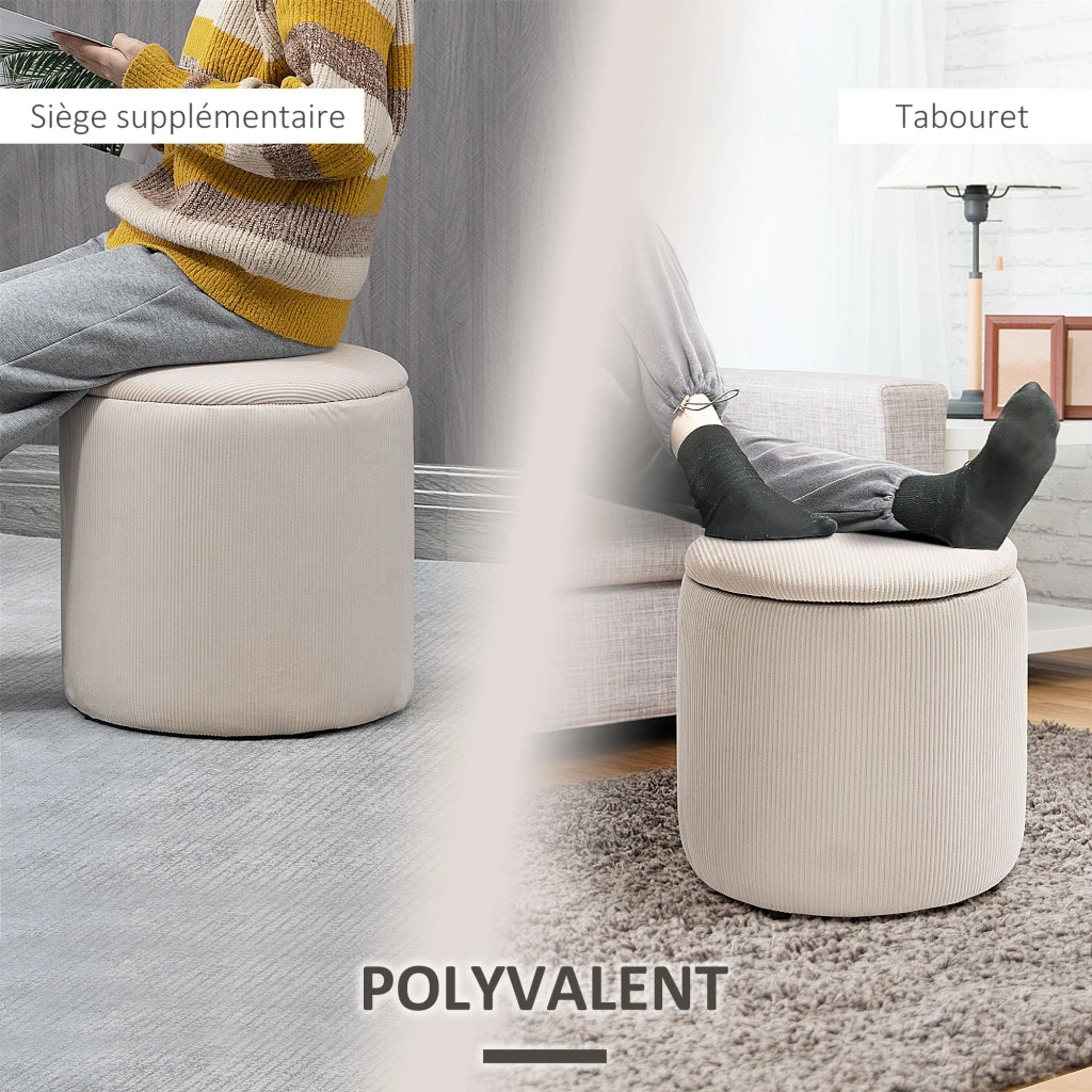 Pouf ¨C Zephmum ¨C Tessuto velluto crema ?40 cm e ?30 cm