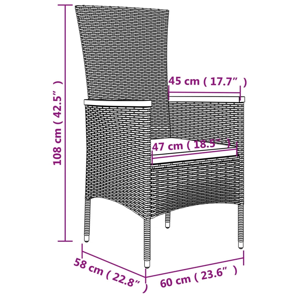 Set da Pranzo da Giardino 11 pz con Cuscini in Polyrattan Nero 3277532