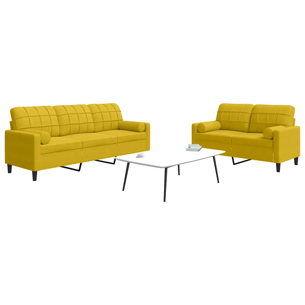 Set di Divani 2 pz con Cuscini e Rinforzi Giallo in Velluto 3278417