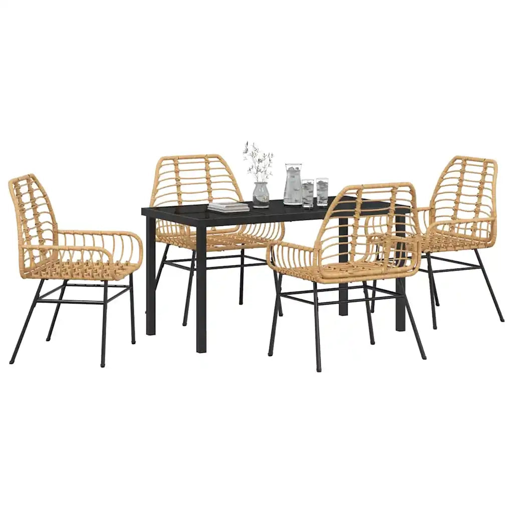 Set da Pranzo per Giardino 5 pcs Marrone polyrattan