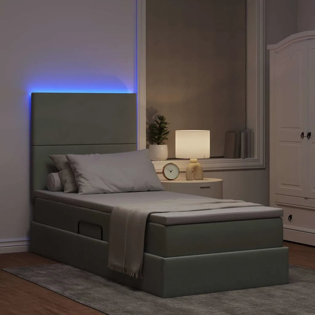 Letto con contenitore e LED Grigio chiaro 90 x 200 cm Velluto 3372579