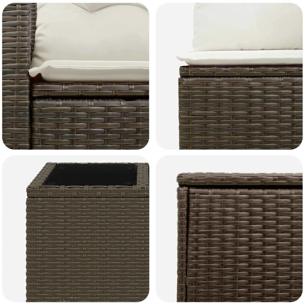 Set di divani 8 pz Marrone e Bianco Crema 3448488