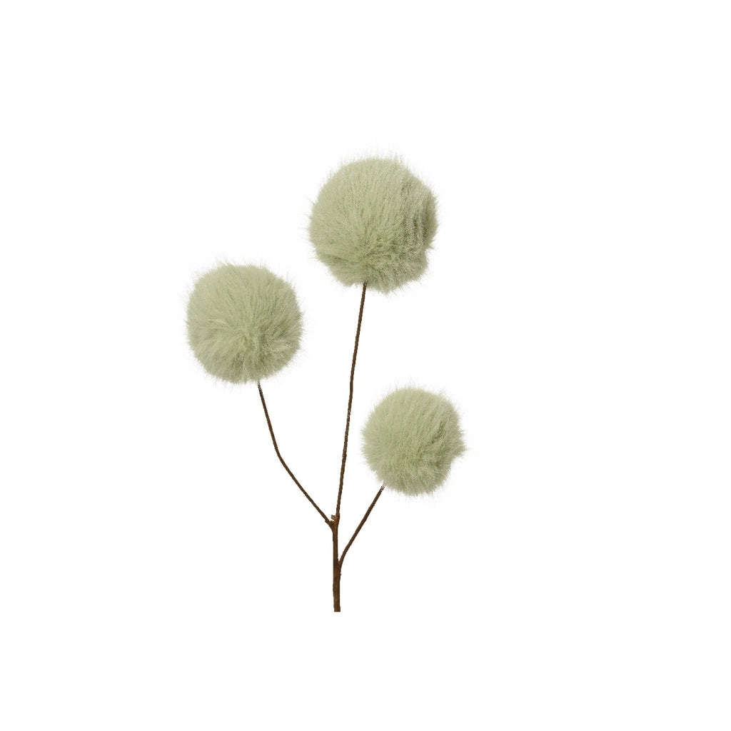 Stelo 3bulbi di pelliccia verde salvia H70cm