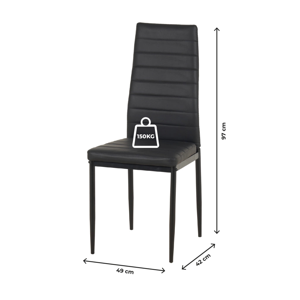 Set Sedie da Pranzo 4 o 6 Pezzi, Sedie Moderne Imbottite per Cucina Soggiorno Sala da Pranzo, Facile Montaggio con Gambe Robuste, Rivestimento in Pelle Sintetica  Nero - 6 Pezzi