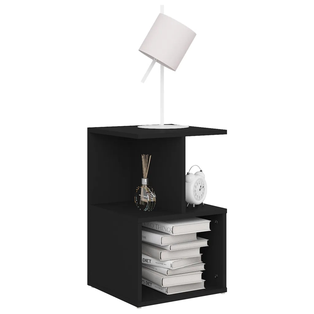 Comodini 2 pz-Set di 2 Tavolino da notte Neri 35x35x55 cm in Legno Multistrato