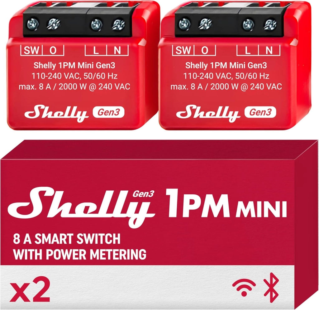 Shelly 1PM Mini Gen3, pack da 2