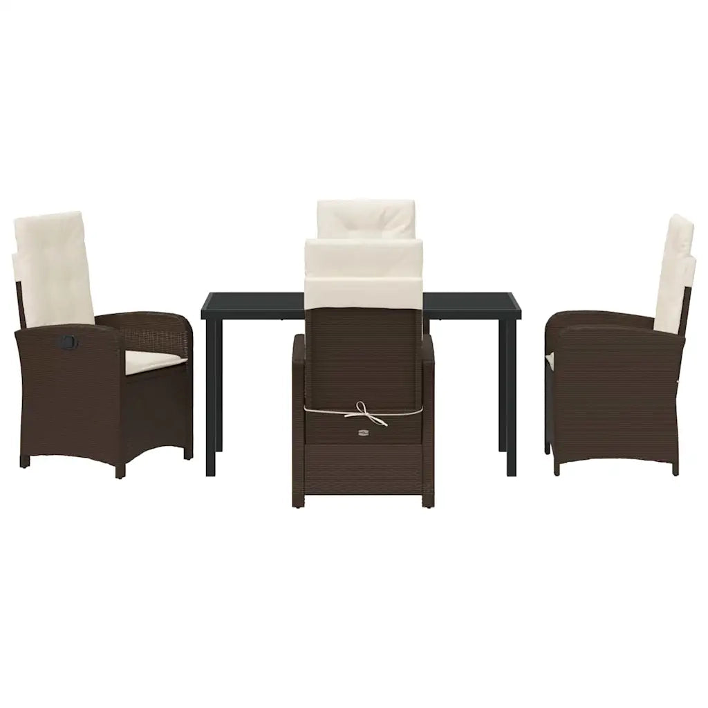 Set da Pranzo per Giardino con cuscino 5 pcs Marrone polyrattan
