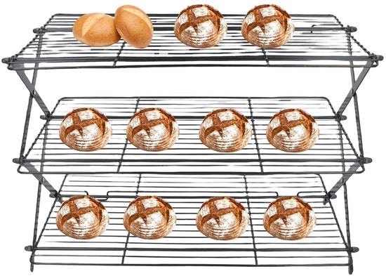 Rack di raffreddamento pieghevole rettangolare a rete metallica - Multi-piano rack di raffreddamento - Design spaziale - Per torte/biscotti - Rack di raffreddamento per forno
