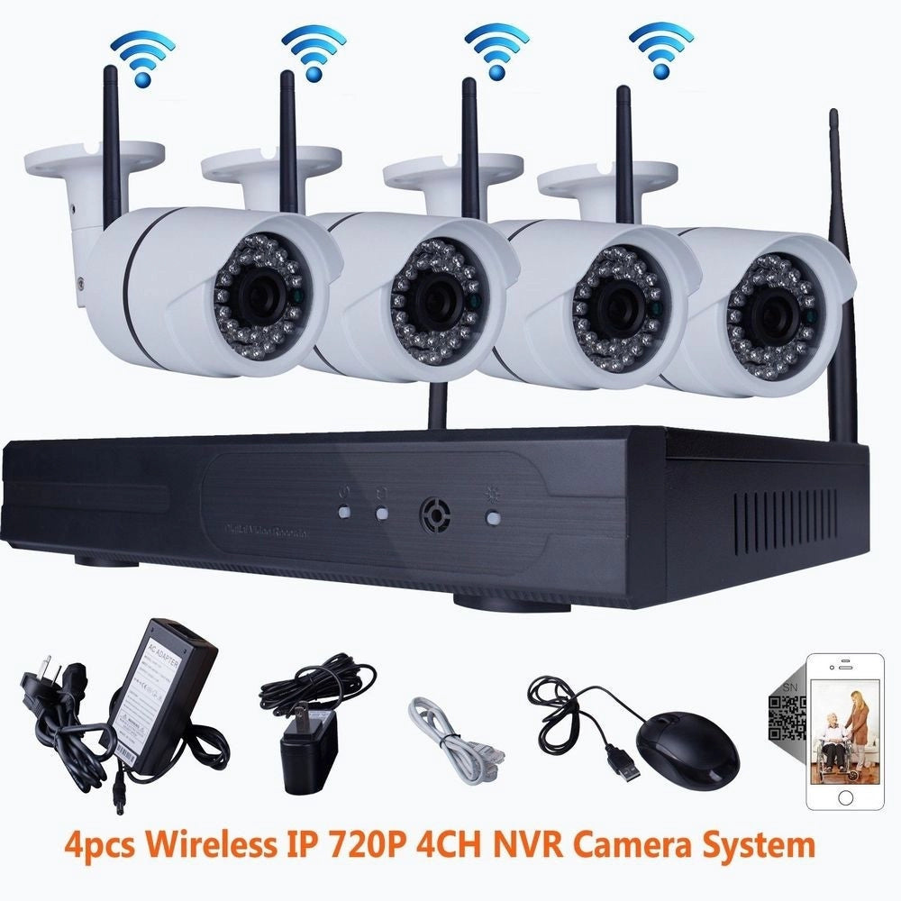 Trade Shop - 4ch Canali Wifi Dvr Nvr Kit Wifi Ip Camera Segnale 300 Metri Con 4 Telecamere -