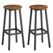 Sgabelli da bar set di 2 sedie seduta alta struttura in metallo montaggio facile altezza 74 cm poggiapiedi per cucina soggiorno sala da pranzo marrone 12_0007751