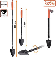 Trofeo per giardino con testa punta e manico telescopico 77-105 cm - resistente al calore e nero.