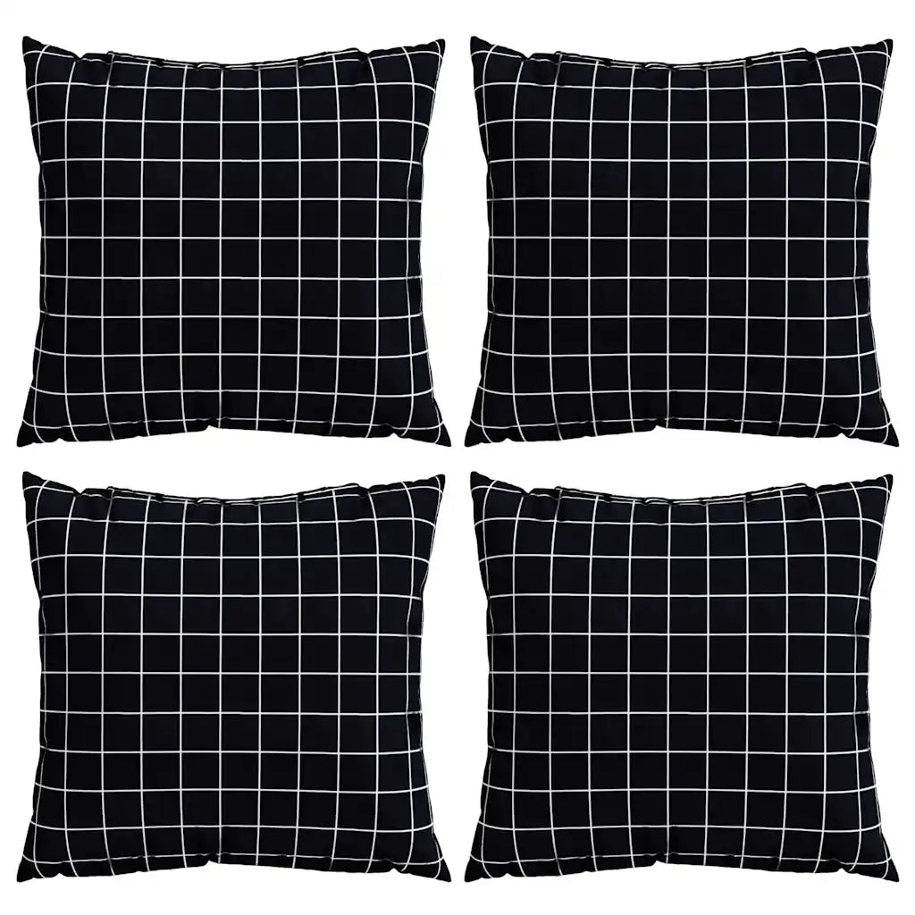 Cuscini Scatter a scacchi 4 pcs Quadro Nero 60 x 60 cm 360419