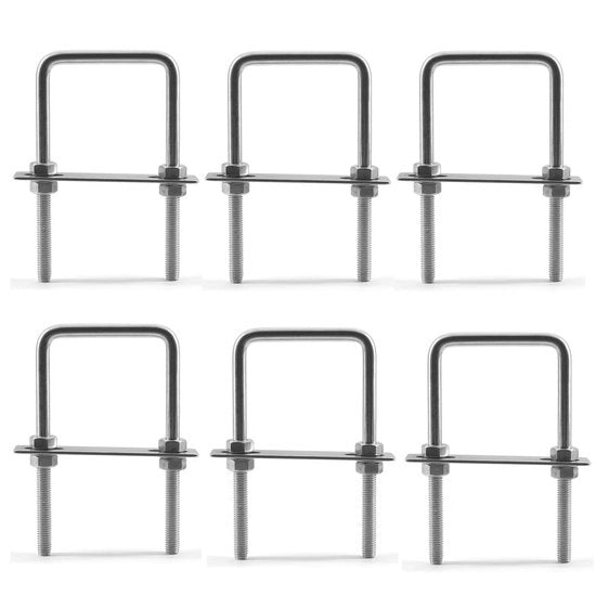 Accessori per auto - U-bout in acciaio inox 304 - M6x20x45mm - Pacchetto da 6 - Inclusi viti/bulloni - Resistente all'usura/alla corrosione - Adatto per autoveicoli/tubi - Dadi di allentamento