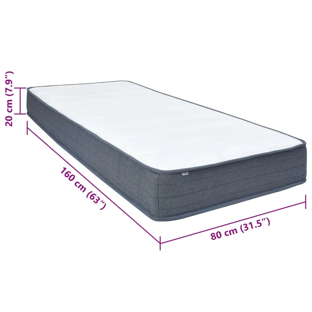 Materasso a Molle Insacchettate 160x80x20 cm Morbidezza Media in Tessuto 4013426
