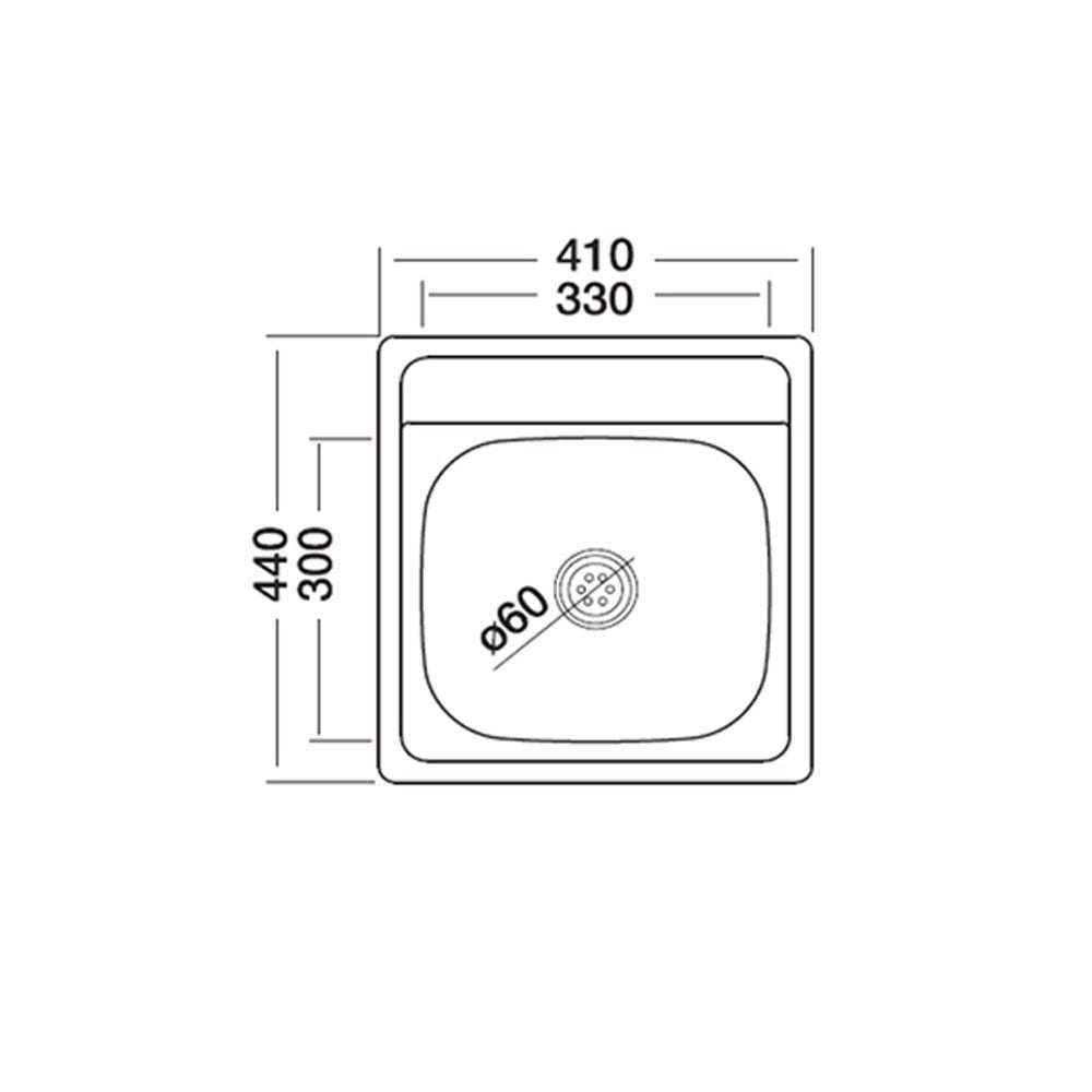 Lavello cucina incasso monovasca Samet SA179 inox 41x44x15H