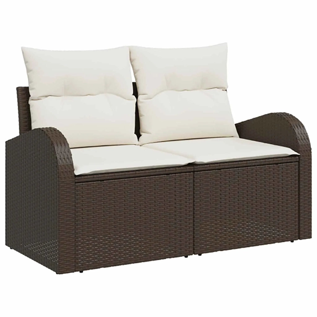 Set di divani 6 pz Marrone e Bianco Crema 3447186