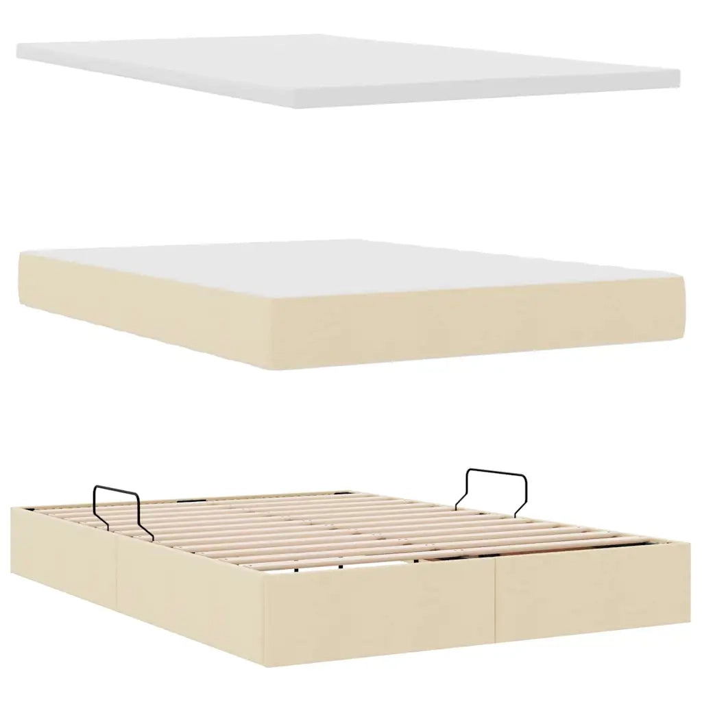 Letto con contenitore e LED Crema 140 x 190 cm Poliestere 3372355
