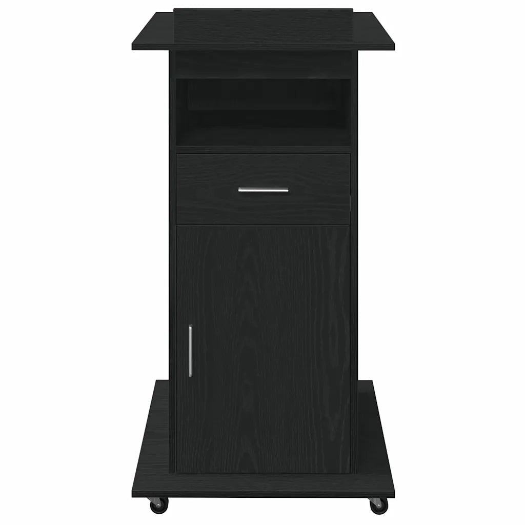 Podio con ruota Rovere Nero 55 x 55 x 107 cm Legno multistrato 862299