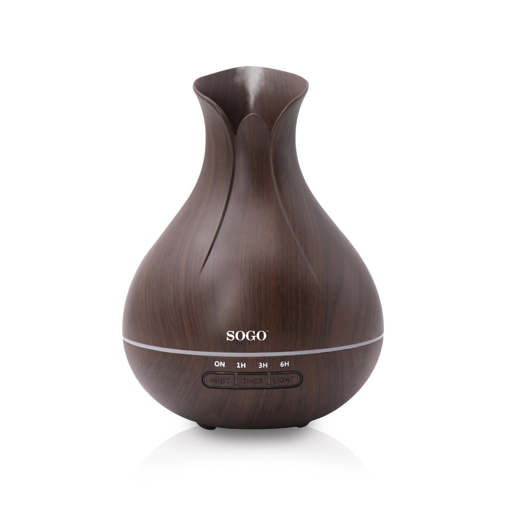Diffusore di aromi con umidificatore 400ml, luce LED 7 colori e timer 1-3-6h con spegnimento automatico - Sogo