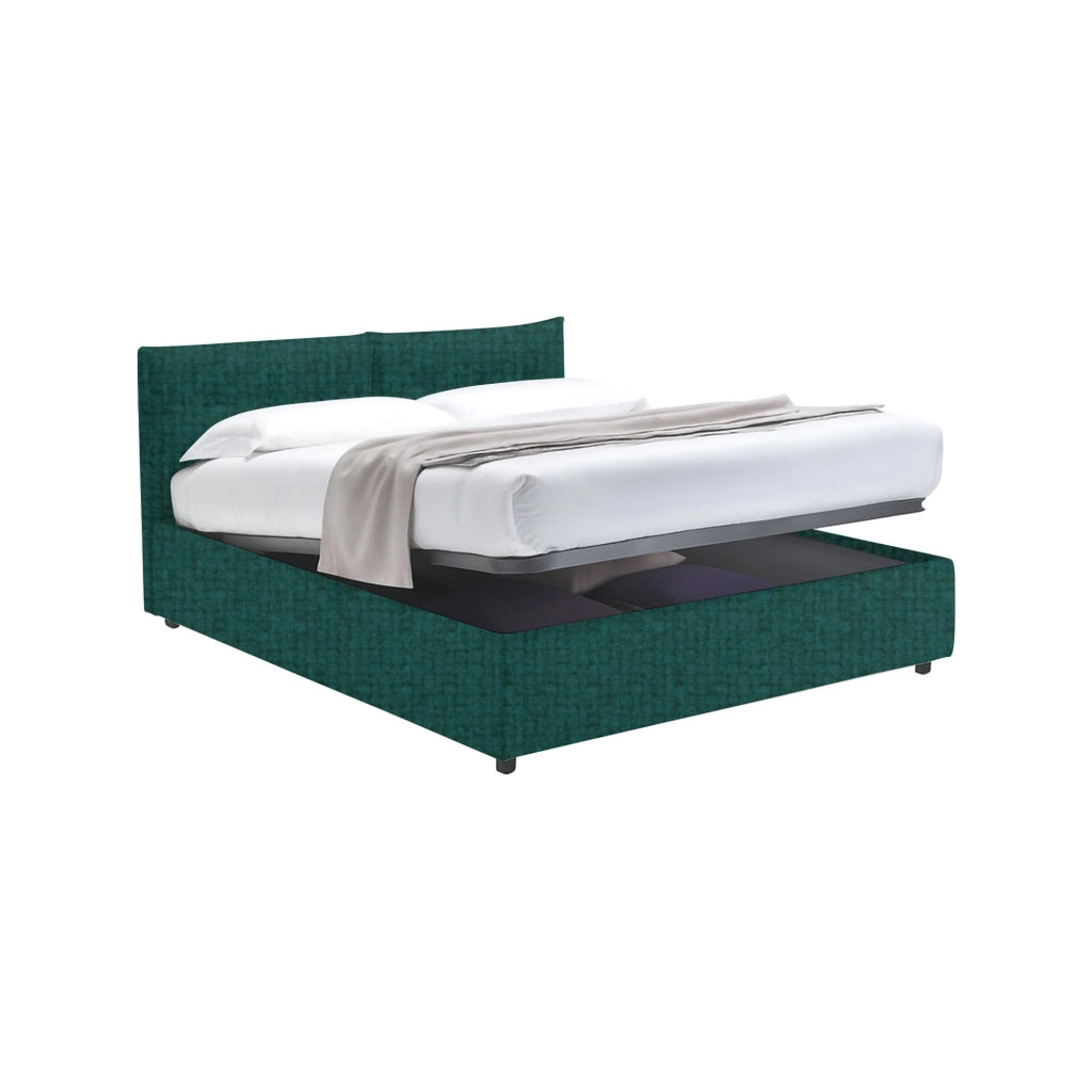 York, Letto Piazza e Mezza Sfoderabile Made in Italy, Verde Petrolio