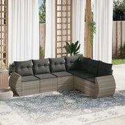Set Divano da Giardino 6pz con Cuscini Grigio Chiaro Polyrattan
