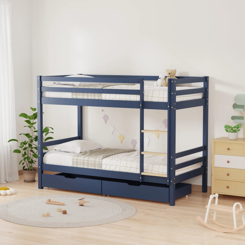 Letto a castello per bambini 190x90cm blu scuro con cassetti AMBRE