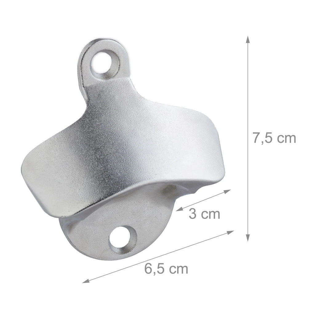Set di 2 apribottiglie da parete design pratico cucina garage 7,5 x 6,5 x 3 cm in metallo zincato 13_0004647