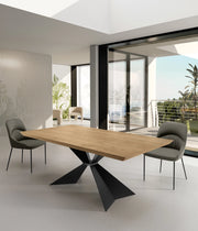 Tavolo allungabile Stark top impiallacciato rovere naturale 160/240 cm con gambe in metallo nero - Tavolo design moderno 10 posti
