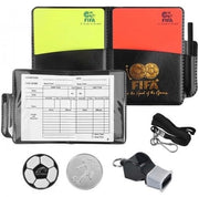 Set di arbitro per partite di calcio con fischietto - Carte arancioni/rosse - Supporto per carte - Fogli di punteggio - Strumento per raccogliere monetine - Idoneo per partite di calcio - Attrezzatura di arbitro