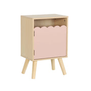Comodino per bambini decorazione legno 1 anta, rosa