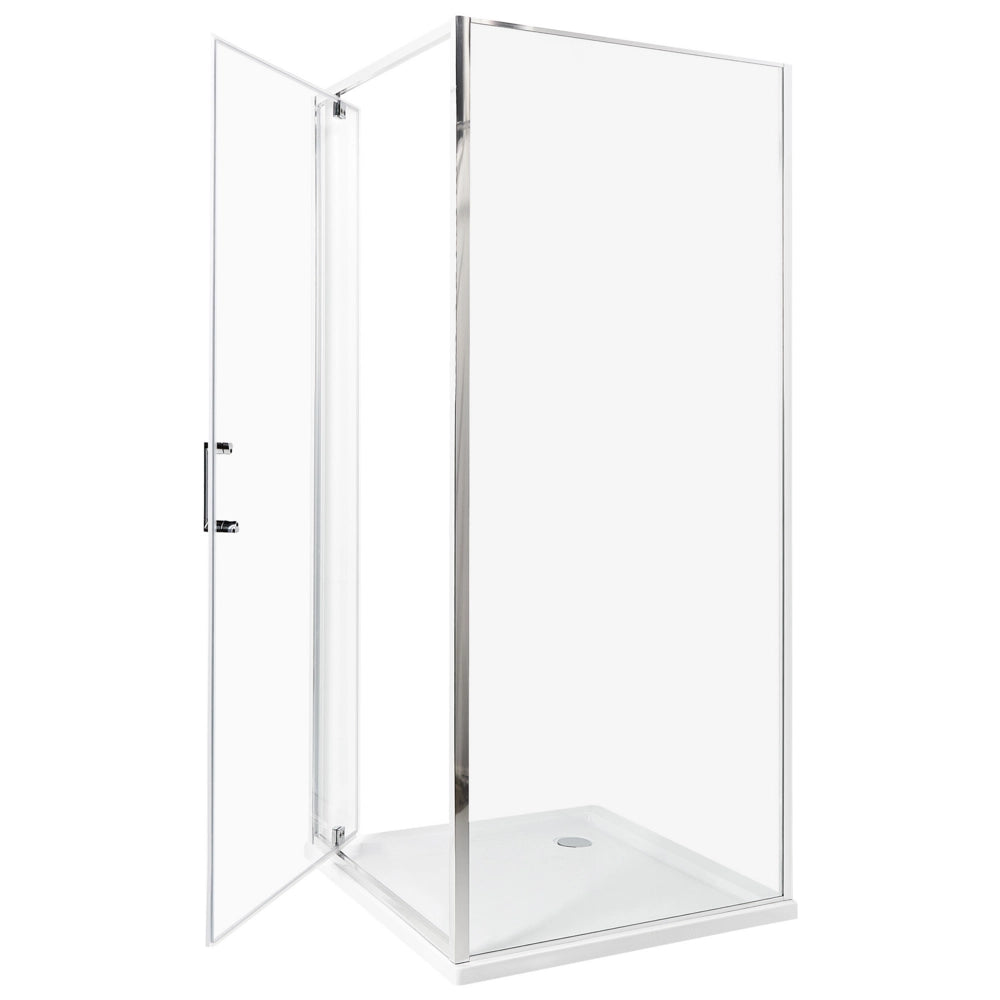 Box Doccia Vetro Temperato argento Cornice Alluminio Anta Singola Quadrata 80 x 80 x 185 cm