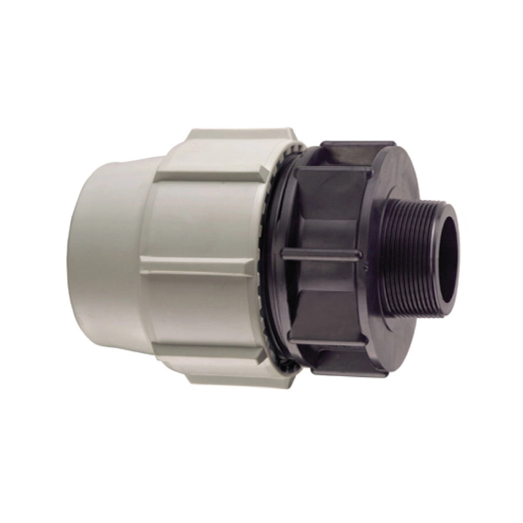 RACCORDO DIRITTO A COMPRESSIONE MASCHIO FEMMINA IN POLIPROPILENE SERIE 7020  BIANCO E NERO PLASSON - Ø16X1/2 PN16  - PSN