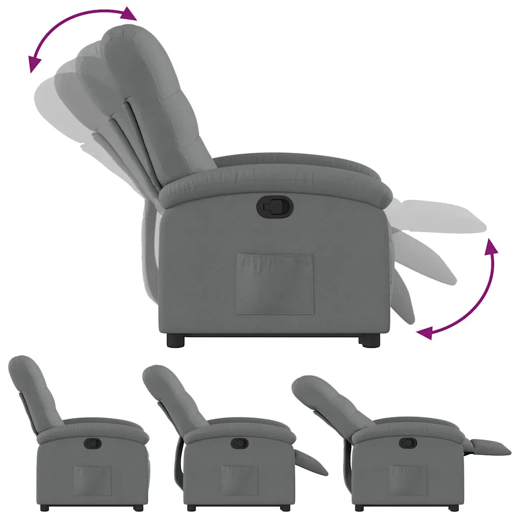 Poltrona | Sedia Relax Alzapersona Reclinabile Grigio Scuro in Tessuto
