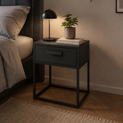Lelimapa, Comodino un Cassetto, 40x39x52h cm Nero Antracite