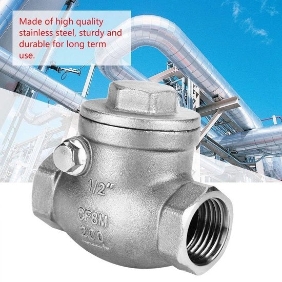 Terugslagklep in Acciaio Inossidabile - DN15 1/2" - Unidirezionale - Per Acqua/Olio/Vapore - Dimensioni 6x5 cm - Peso 188 g - Valvola di Ritorno