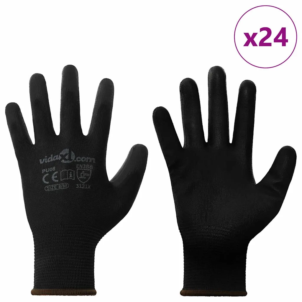 Guanti da Lavoro 24 pz Nero 8 / m Poliestere CFW2543326