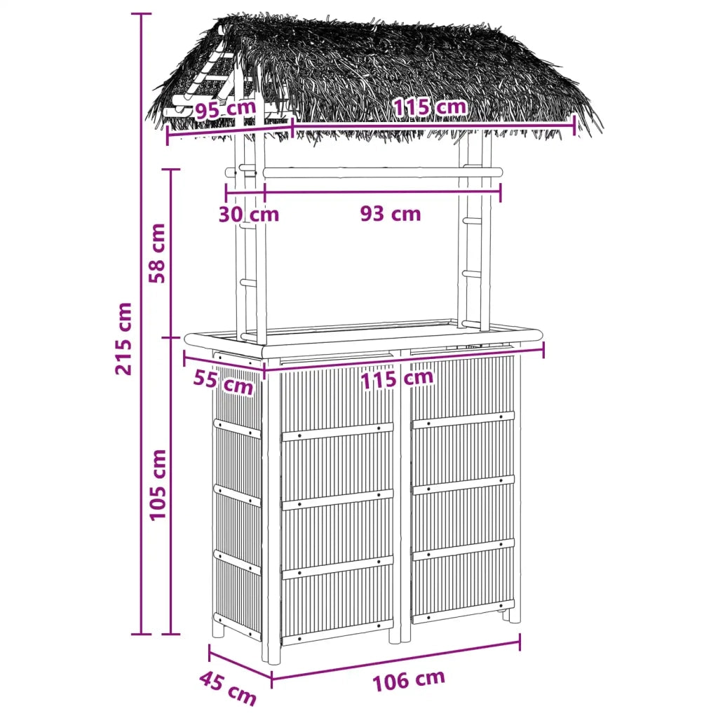 Tavolo da bar da esterno Naturale 115 x 95 x 215 cm Bambù 42028065