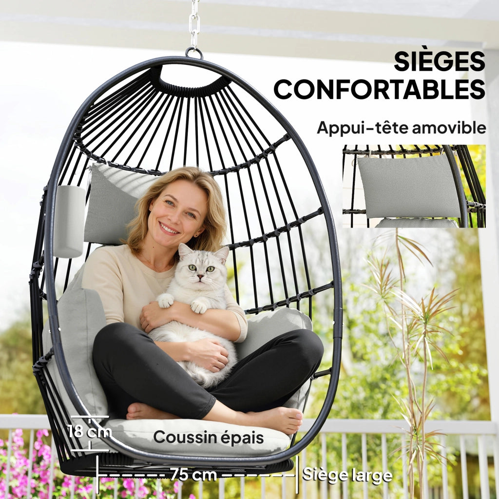 Poltrona a sospensione ¨C Zephmum ¨C Grigio scuro