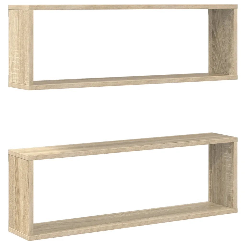 2 pz Mensole Parete | Mensola sospesa Cubo Rovere Sonoma 80x15x26,5cm Multistrato