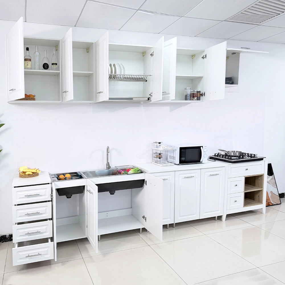 Pensile da Cucina Scolapiatti Sistema Raccogli Gocce Mobile Boiserie Bianco