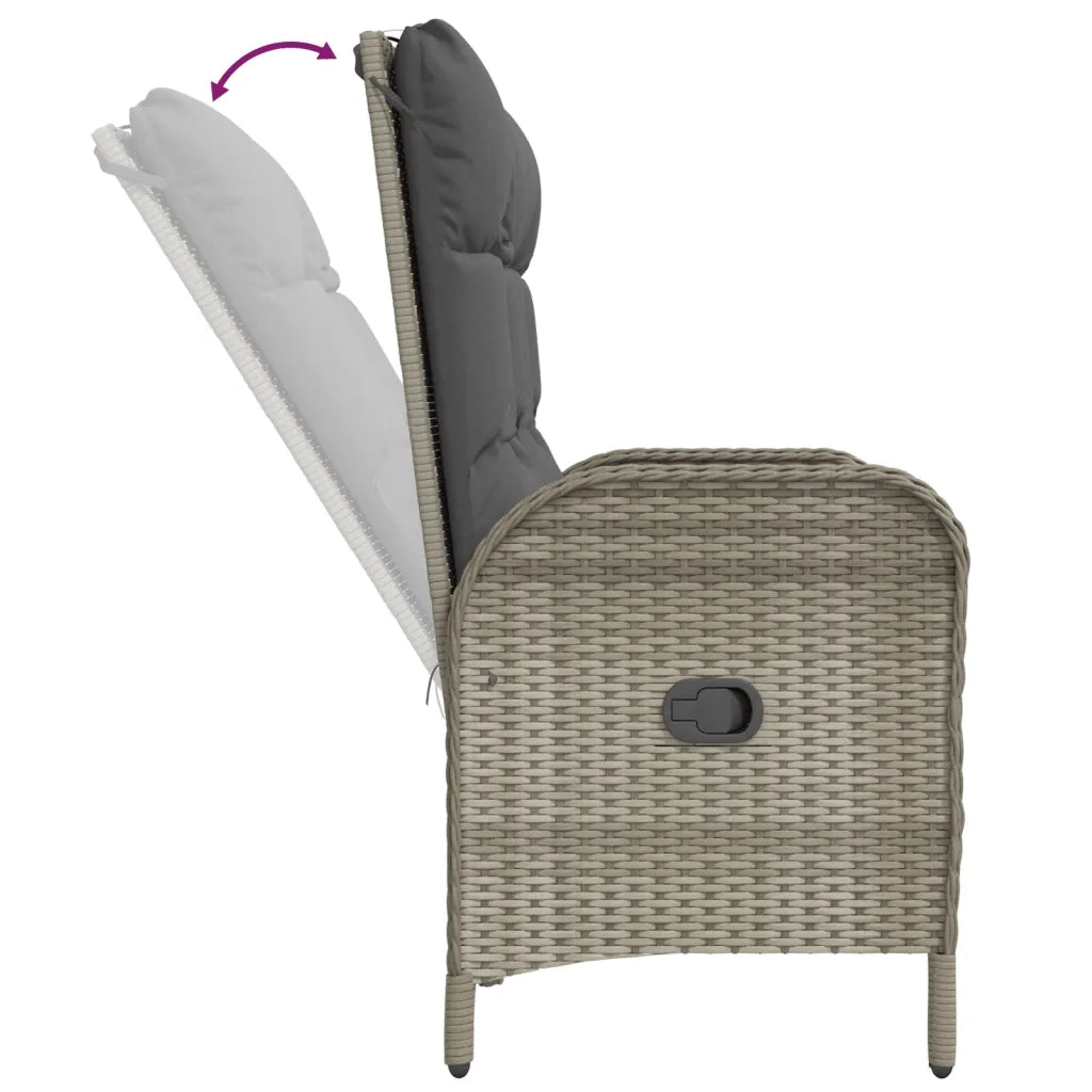 Panchina Reclinabile da Giardino | Panca da Giardino Cuscini 107 cm Polyrattan Grigia