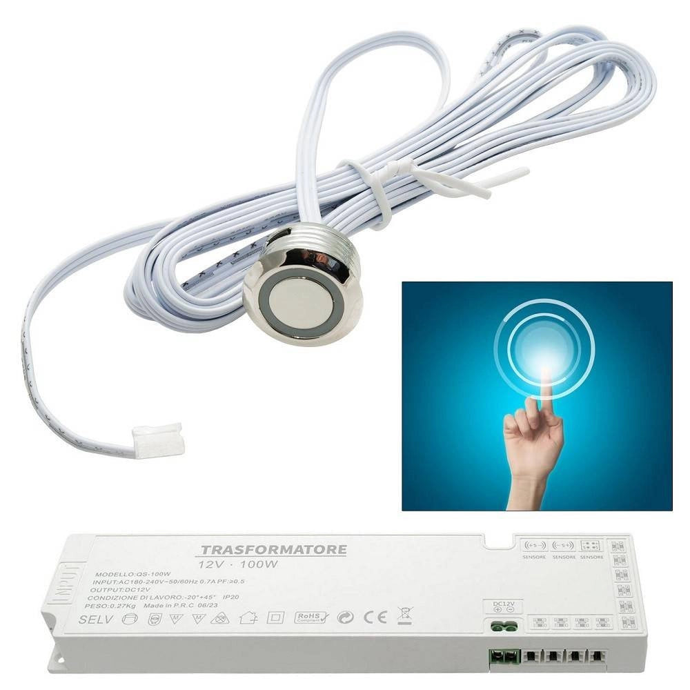 Trade Shop - Interruttore Sensore Touch Dimmerabile Pulsante A Sfioro 12v 100w Luci Strisce Led -