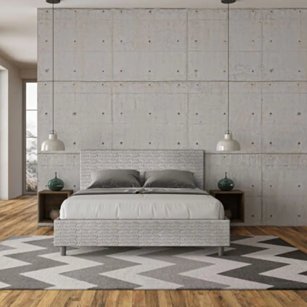 Letto matrimoniale con rete imbottito 160x190 tessuto Aragona 1 bianco Adele