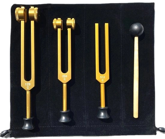 Set di attrezzi per l'energia - Ideali per la guarigione, i chakra, la terapia del suono e il mantenimento di una perfetta armonia tra corpo, mente e spirito - Adatto per la meditazione e la guarigione - Argento 128 + 256 + 512 + Martelli di energia