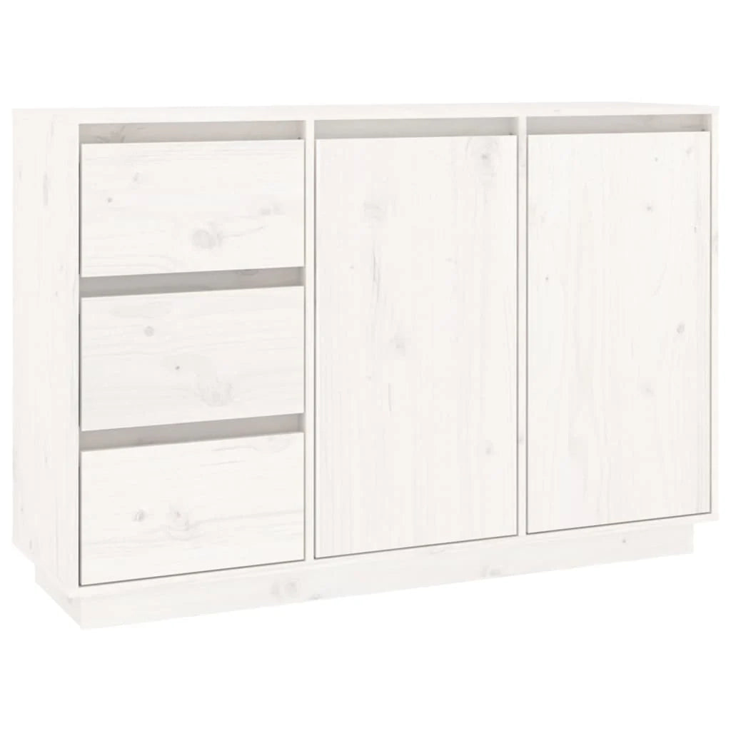 Buffet credenza cassettiera armadio mobile contenitore organizer per cucina soggiorno salotto 111 x 34 x 75 cm legno massello di pino bianco 02_0030203