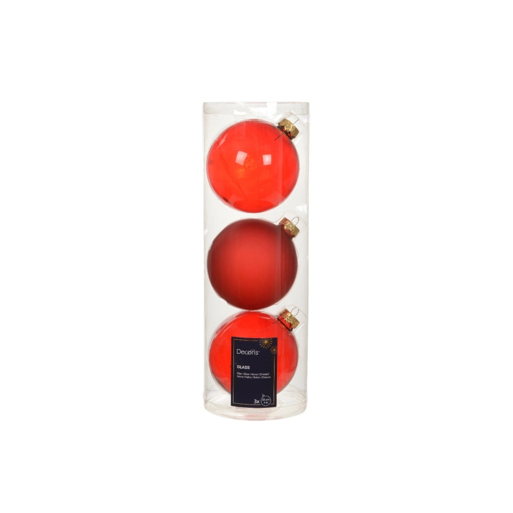 Box 3 Palline Vt rosso trasp lu/op d10cm